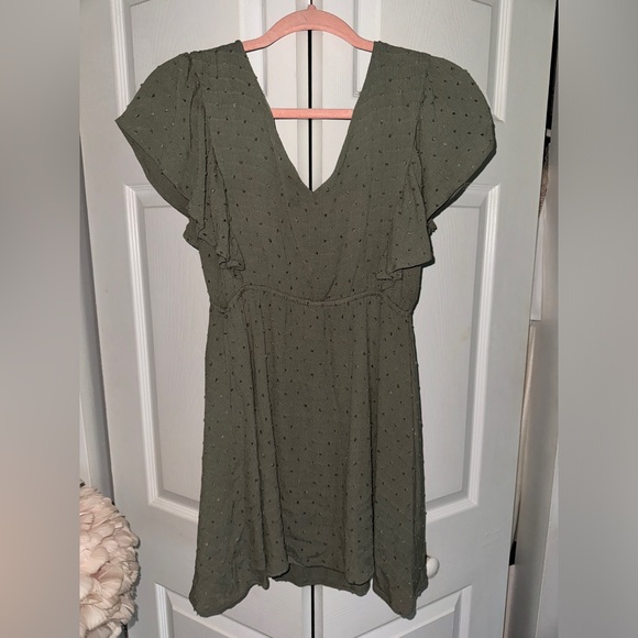 Flirty Khaki Green Summer Dress Size S - Picture 3 of 4
